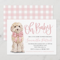 Oh Baby! Cute Puppy Dog Pink Gingham Dog Shower