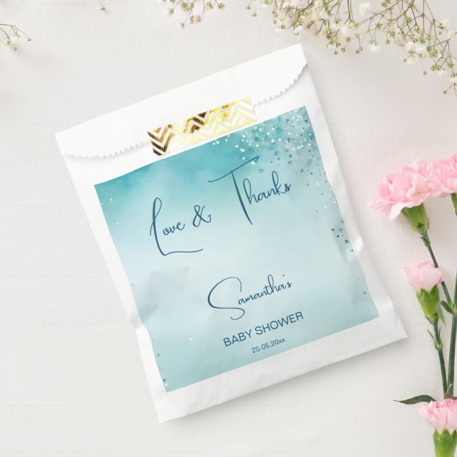 Oh baby cyan aqua blue baby shower template favour bag (Sealed)