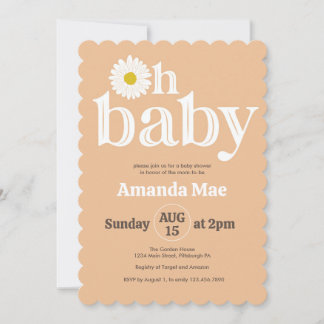 Oh Baby, Daisy Baby Shower Invitation