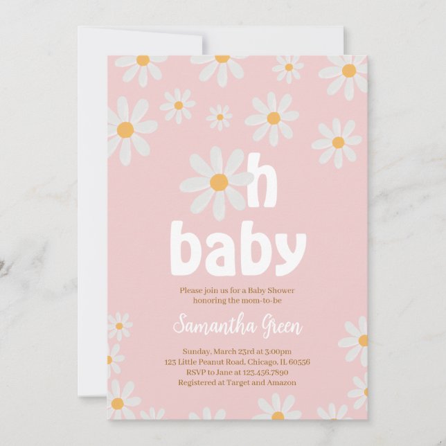 Oh Baby Daisy Baby Shower Invitation (Front)