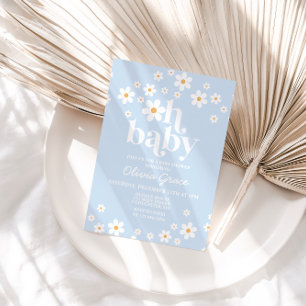 Oh Baby! Daisy pale blue Baby Shower Invitation