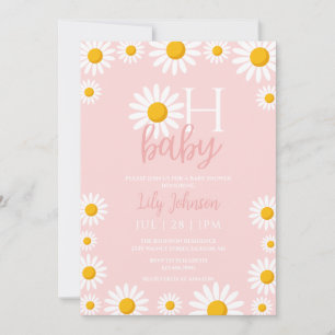 Oh Baby Daisy Pink Baby Shower All In One Invitation