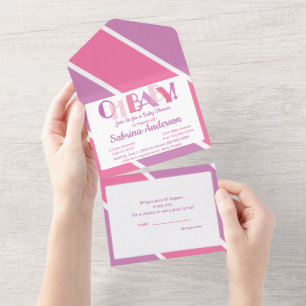 Oh Baby Dancing Letters Baby Shower Typography All In One Invitation