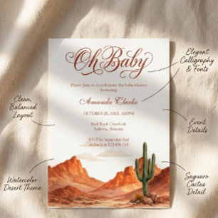 Oh Baby Desert Mountains Southwest Baby Shower Invitation