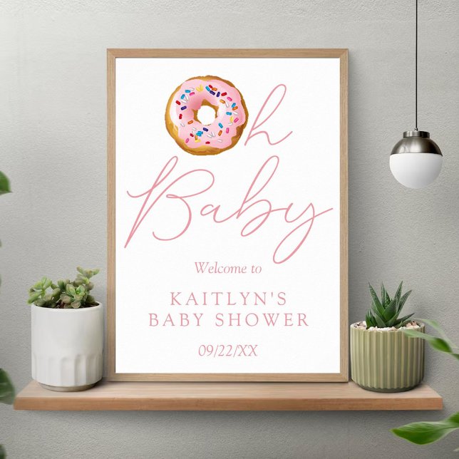 Oh Baby Donut Sprinkle Girls Baby Shower Welcome Poster (Creator Uploaded)