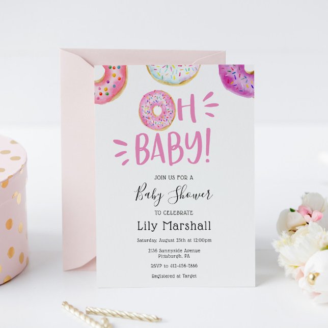 Oh Baby Doughnut Baby Shower Invitation (Creator Uploaded)