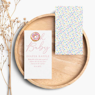 Oh Baby Doughnut Sprinkle Baby Shower Diaper Raffl Enclosure Card