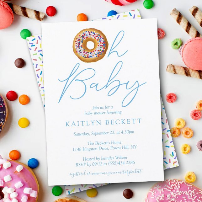 Oh Baby Doughnut Sprinkle Boys Baby Shower Invitat Invitation (Creator Uploaded)
