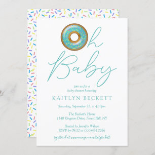 Oh Baby Doughnut Sprinkle Boys Baby Shower Invitation