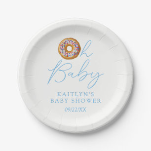 Oh Baby Doughnut Sprinkle Boys Baby Shower Paper Plate