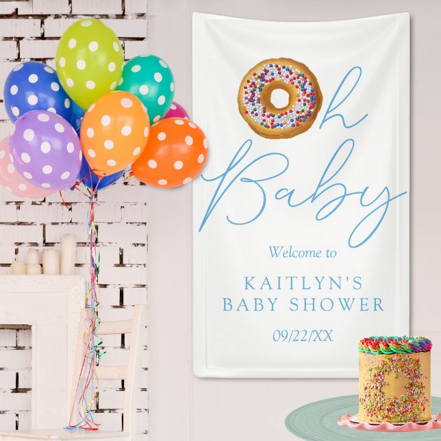 Oh Baby Doughnut Sprinkle Boys Baby Shower Welcome Banner (Creator Uploaded)