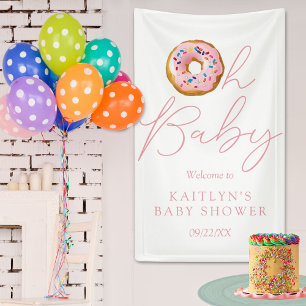 Oh Baby Doughnut Sprinkle Girls Baby Shower Welcom Banner