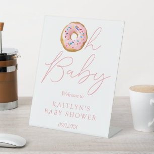 Oh Baby Doughnut Sprinkle Girls Baby Shower Welcom Pedestal Sign