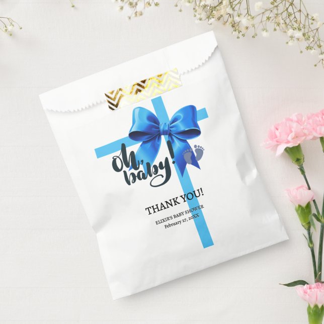 Oh Baby! Elegant Blue Bow Baby Shower Favour Bag (Sealed)