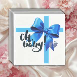 Oh Baby! Elegant Blue Bow Baby Shower Napkin