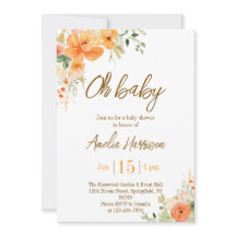 Oh Baby! Elegant Floral Baby Shower Invitation