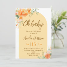 Oh Baby! Elegant Floral Baby Shower Invitation