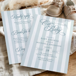 Oh Baby Elegant Script All In One Baby Shower Invitation