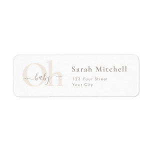 Oh Baby Elegant Script Baby Shower Return Address Label