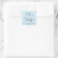 Oh Baby Elegant Script Lt. Blue Baby Shower Favor