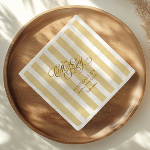 Oh Baby Elegant Script & Stripes Baby Shower Napkin