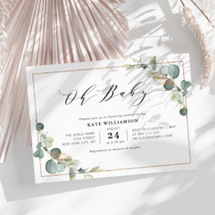 OH BABY   eucalyptus greenery baby shower Invitation