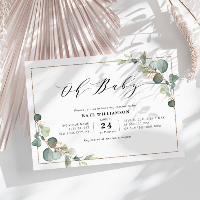 OH BABY | eucalyptus greenery baby shower Invitation (Creator Uploaded)