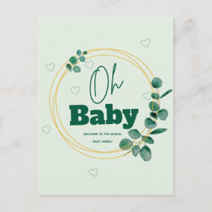 Oh Baby Eucalyptus Leaves Baby Shower Postcard