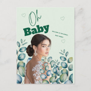 Oh Baby Eucalyptus Leaves Baby Shower Postcard