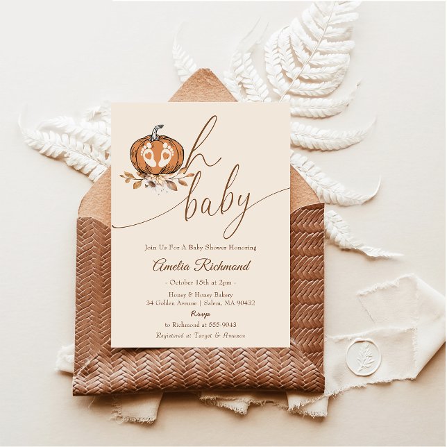 Oh Baby ! Fall Pumpkin Autumn Baby Shower Invitation (Creator Uploaded)