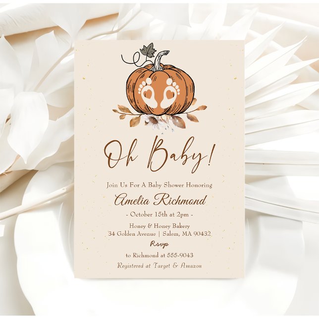 Oh Baby ! Fall Pumpkin Autumn Baby Shower  Invitation (Creator Uploaded)