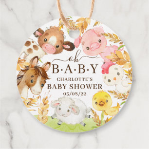 Oh Baby Farm Animals Baby Shower Favour  Tags