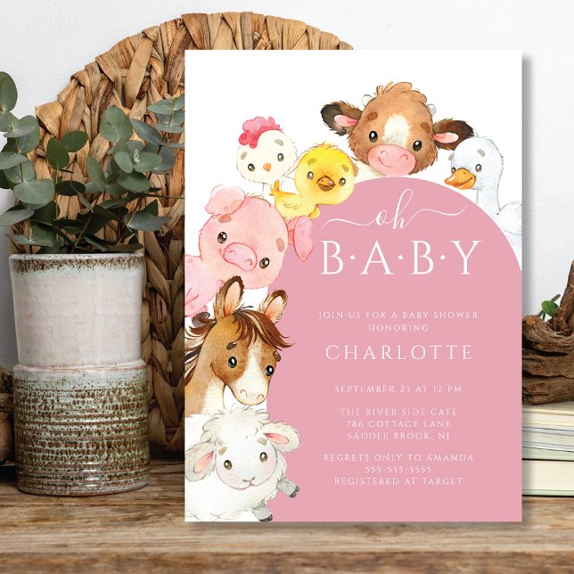 Oh Baby Farm Animals Baby Shower Invitation (Creator Uploaded)