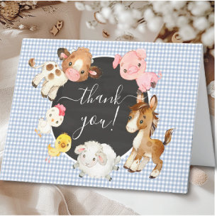 Oh Baby Farm Animals Baby Shower Thank You Card