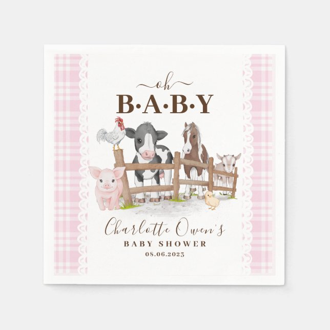 Oh Baby Farm Animals Barnyard Baby Shower Napkin (Front)