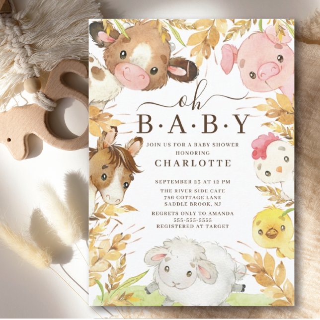 Oh Baby Farm Animals Shower Invitation (Creator Uploaded)