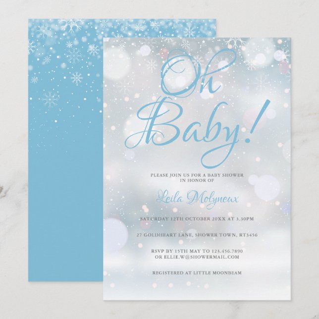 Oh Baby First Snowflakes Baby Shower / Sprinkle Invitation (Front/Back)