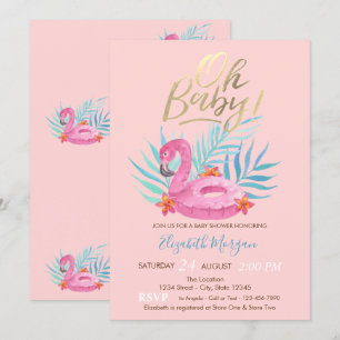 Oh Baby Flamingo Baby Shower  Invitation