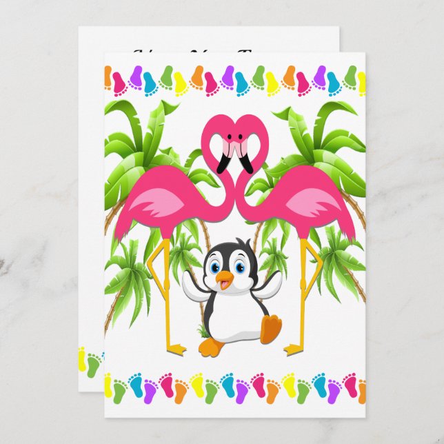 Oh Baby Flamingo Shower / Adoption Invitation (Front/Back)