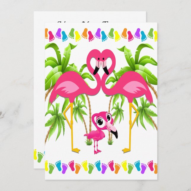 Oh Baby Flamingo Shower / Adoption Invitation (Front/Back)