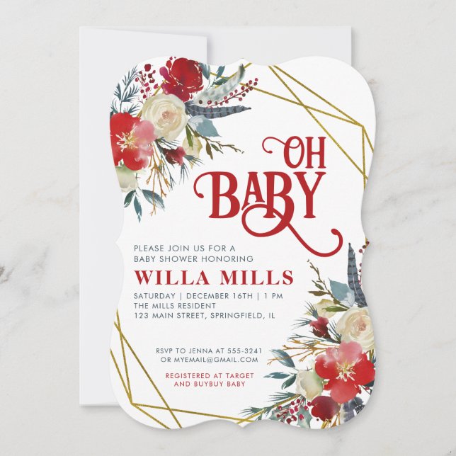 Oh Baby Floral Baby Shower Invitation (Front)