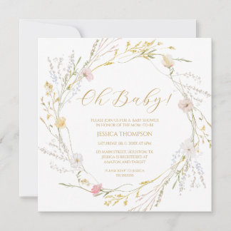 Oh Baby Floral Baby Shower Spring wildflowers Invitation