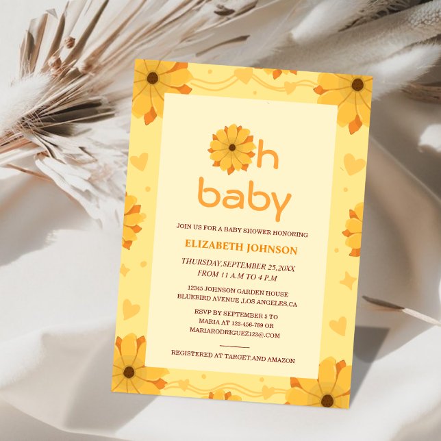 oh baby floral cute baby shower invitation (Creator Uploaded)
