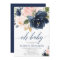 Oh baby floral pink and navy blue girl baby shower