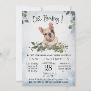 Oh Baby! French Bulldog Puppy Dog Baby Shower Invitation