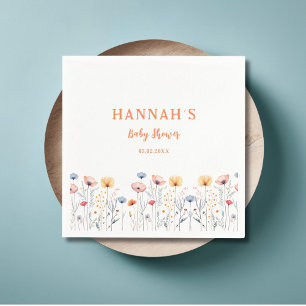 OH BABY! Fresh Wildflower White Baby Shower Napkin