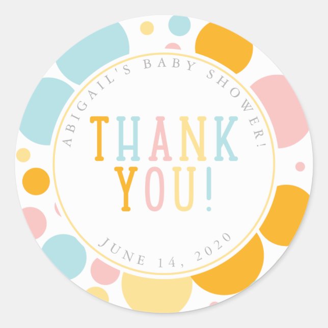 Oh Baby Fun Polka Dots Baby Shower Sticker (Front)