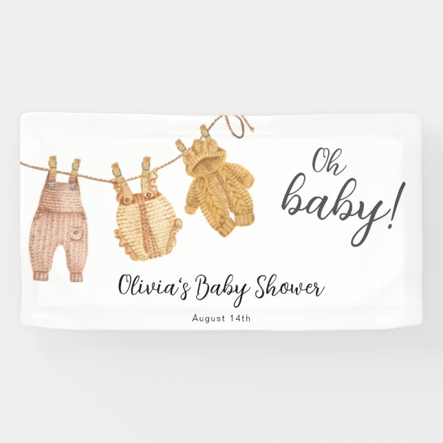 Oh Baby Gender Neutral Baby Shower Banner (Horizontal)
