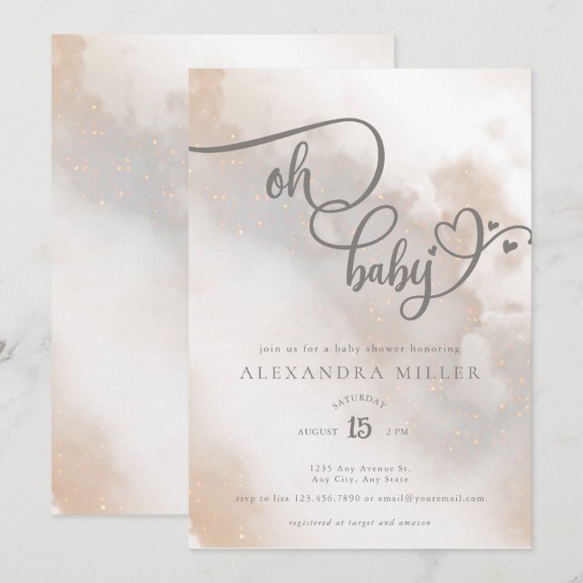 Oh Baby | Gender Neutral Baby Shower  Invitation (Front/Back)