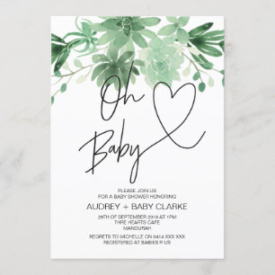 Oh Baby Gender Neutral Baby Shower Succulent Invitation
